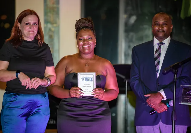 Honoree receiving award